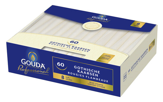 Gouda Gotische Kaars 245/22,5 Wit